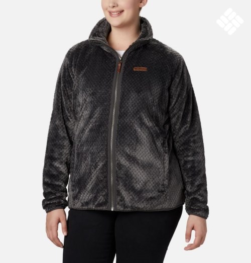 Women's Columbia Fireside II Plush Full Zip Fleece Jackets Black | Plus Size CA-C6C51